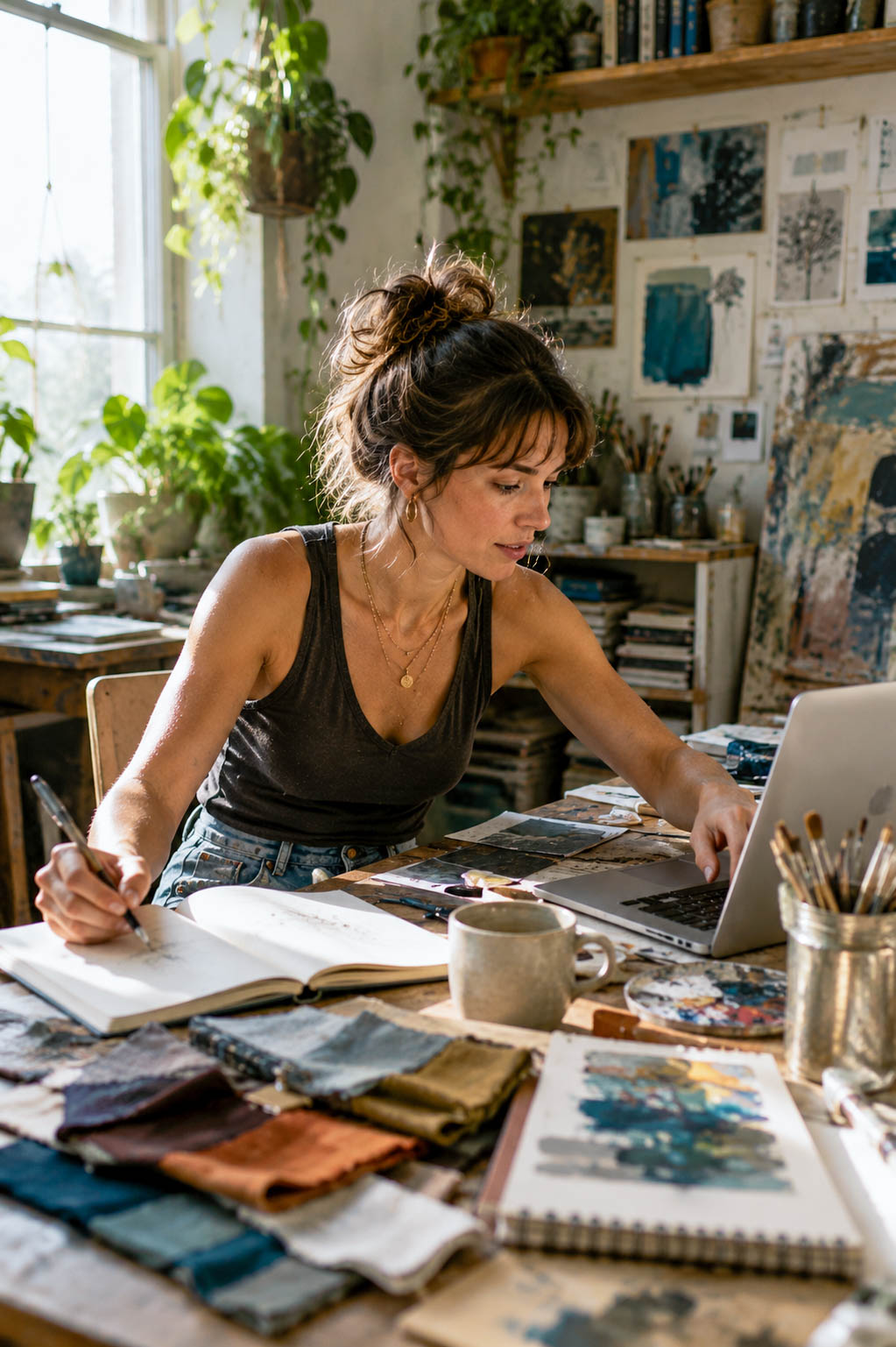 A dynamic, energetic woman embodying the Manifesting Generator energy in Human Design